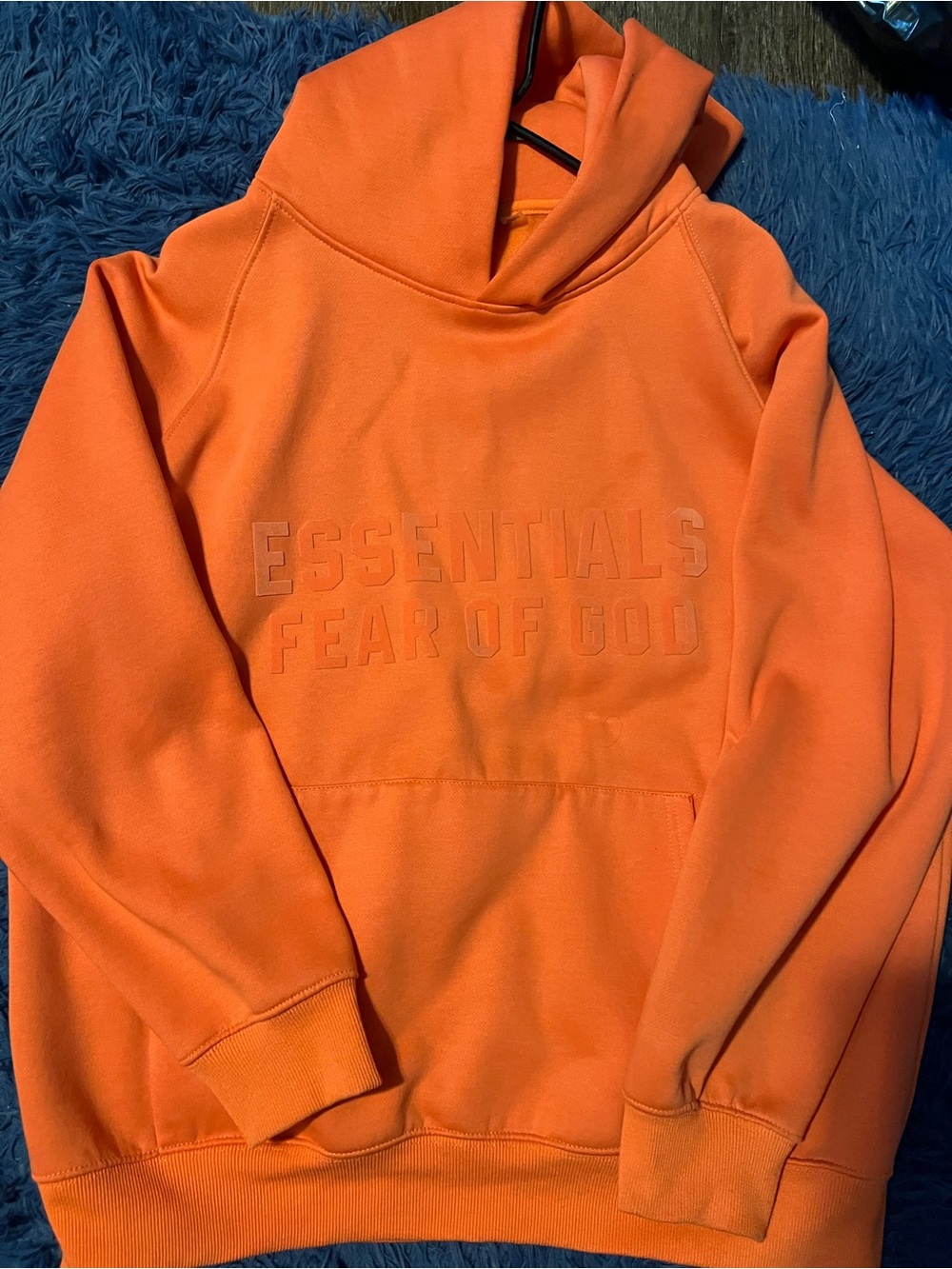 Fear of God ESSENTIALS Orange Embossed Logo Hoodie